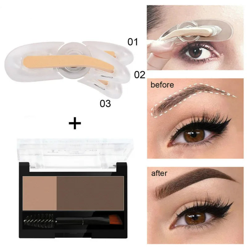 Adjustable Eyebrow Stamp Waterproof Long Lasting Eyebrow Cream Eye brow Enhancers Smooth Powder Palette Eye brow Pigment - Healyno