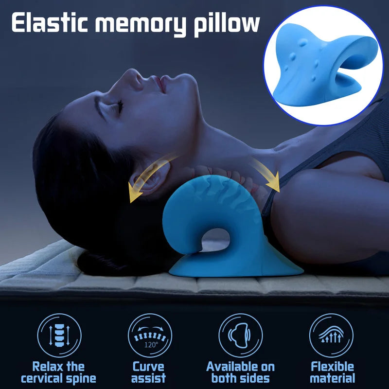 Neck Shoulder Stretcher Relaxer Cervical Chiropractic Traction Device Pillow for Pain Relief Cervical Spine Alignment Gift - Healyno