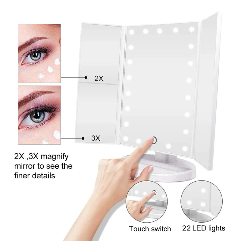 4 in 1  LED Touch Screen Magnifying Makeup Mirror - Healyno