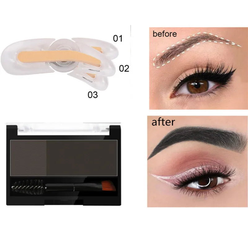 Adjustable Eyebrow Stamp Waterproof Long Lasting Eyebrow Cream Eye brow Enhancers Smooth Powder Palette Eye brow Pigment - Healyno